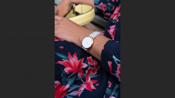 Close Up on woman's hand watch